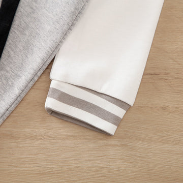 Baby Boy Letter Embroidered Spliced Long-sleeve Sporty Jumpsuit
